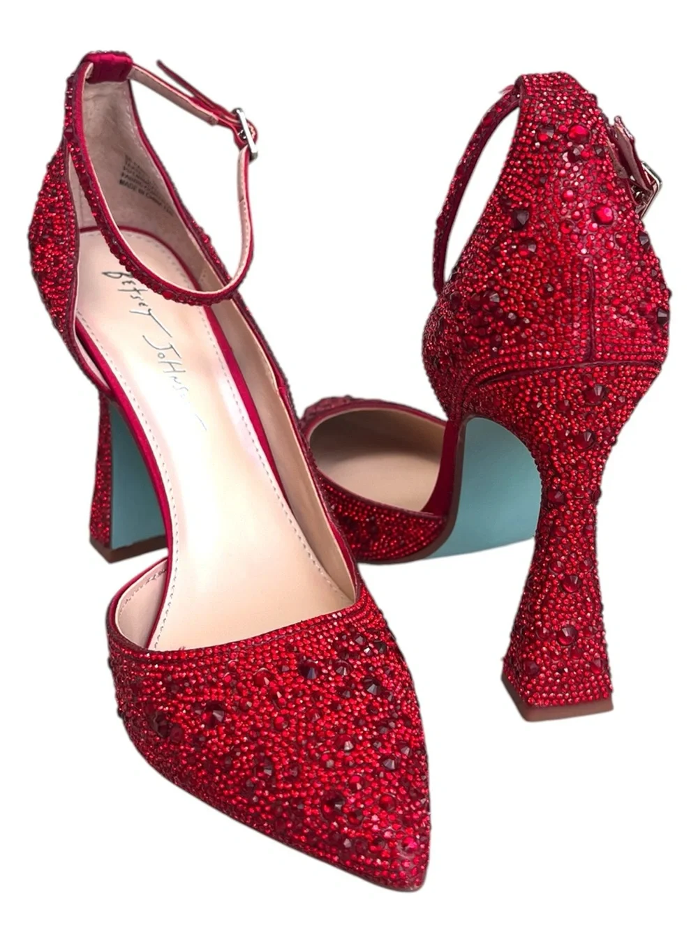 Betsey Johnson Ramsy Red Rhinestone Heels Size 9